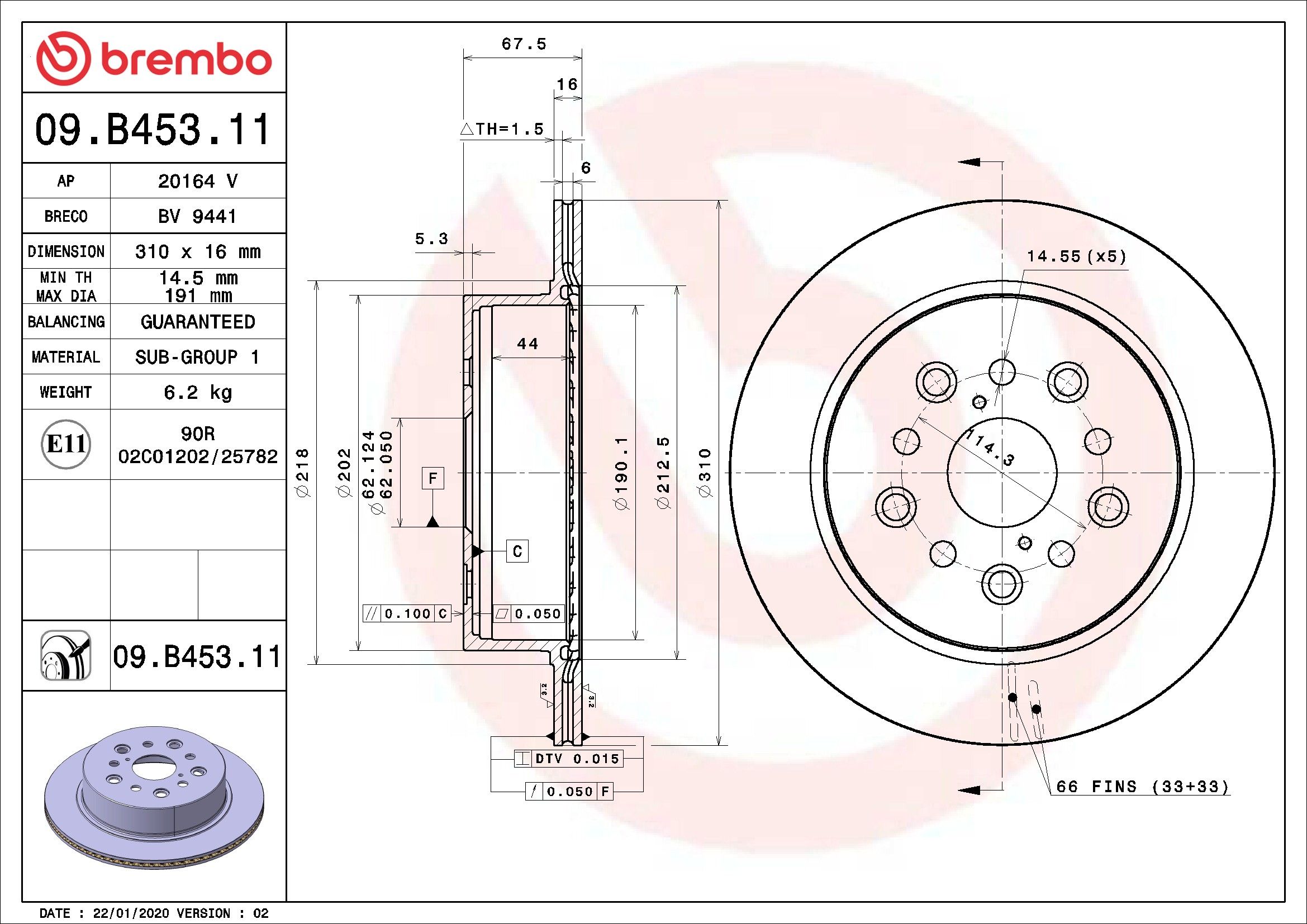 2006, 2005, 2004, 2003, 2002, 2001 Lexus LS430 Disc Brake Rotor