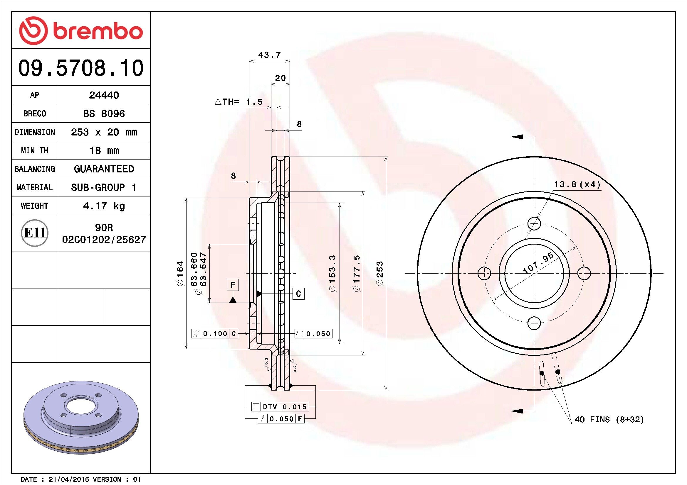 1997, 1996, 1995 Ford Contour Disc Brake Rotor