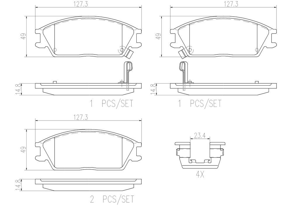 1994, 1993, 1992, 1991, 1990 Hyundai Excel Disc Brake Pad Set