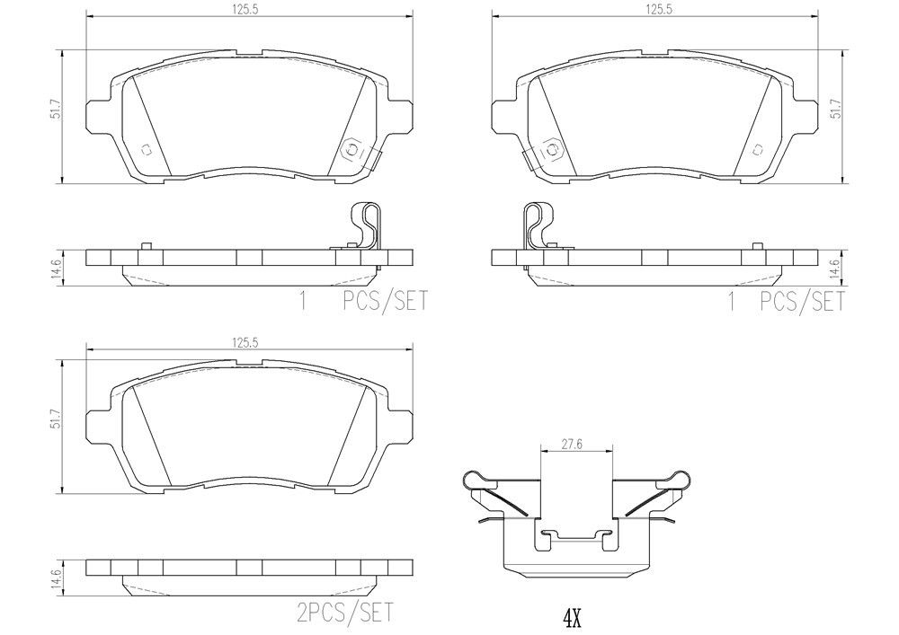 2014, 2013, 2012, 2011 Mazda 2 Disc Brake Pad Set