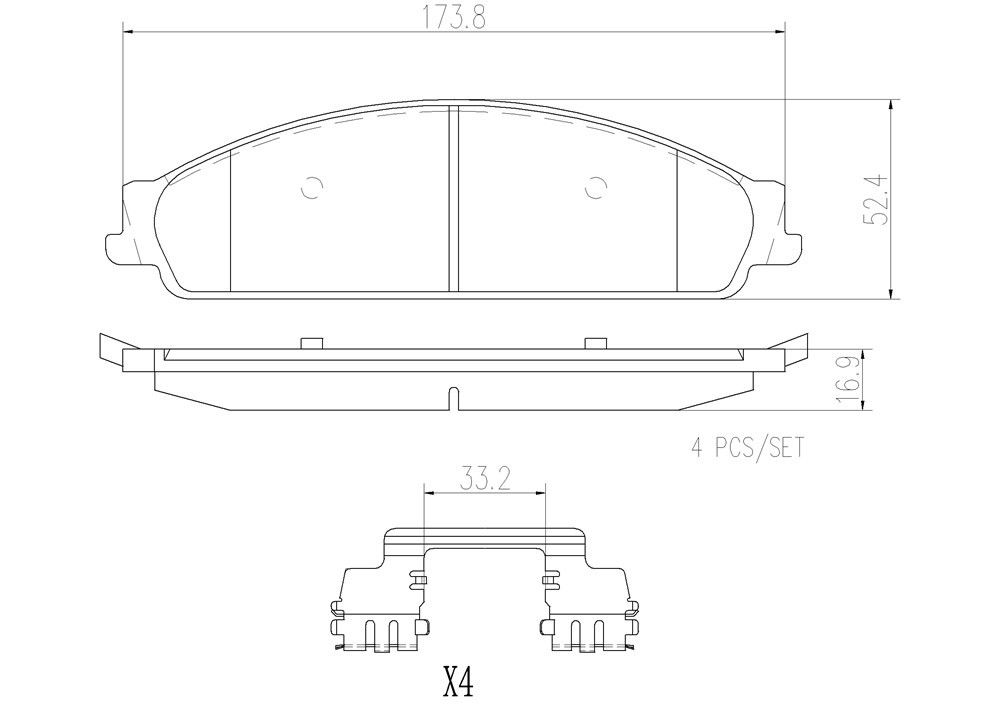 2009, 2008 Ford Taurus Hundred Disc Brake Pad Set