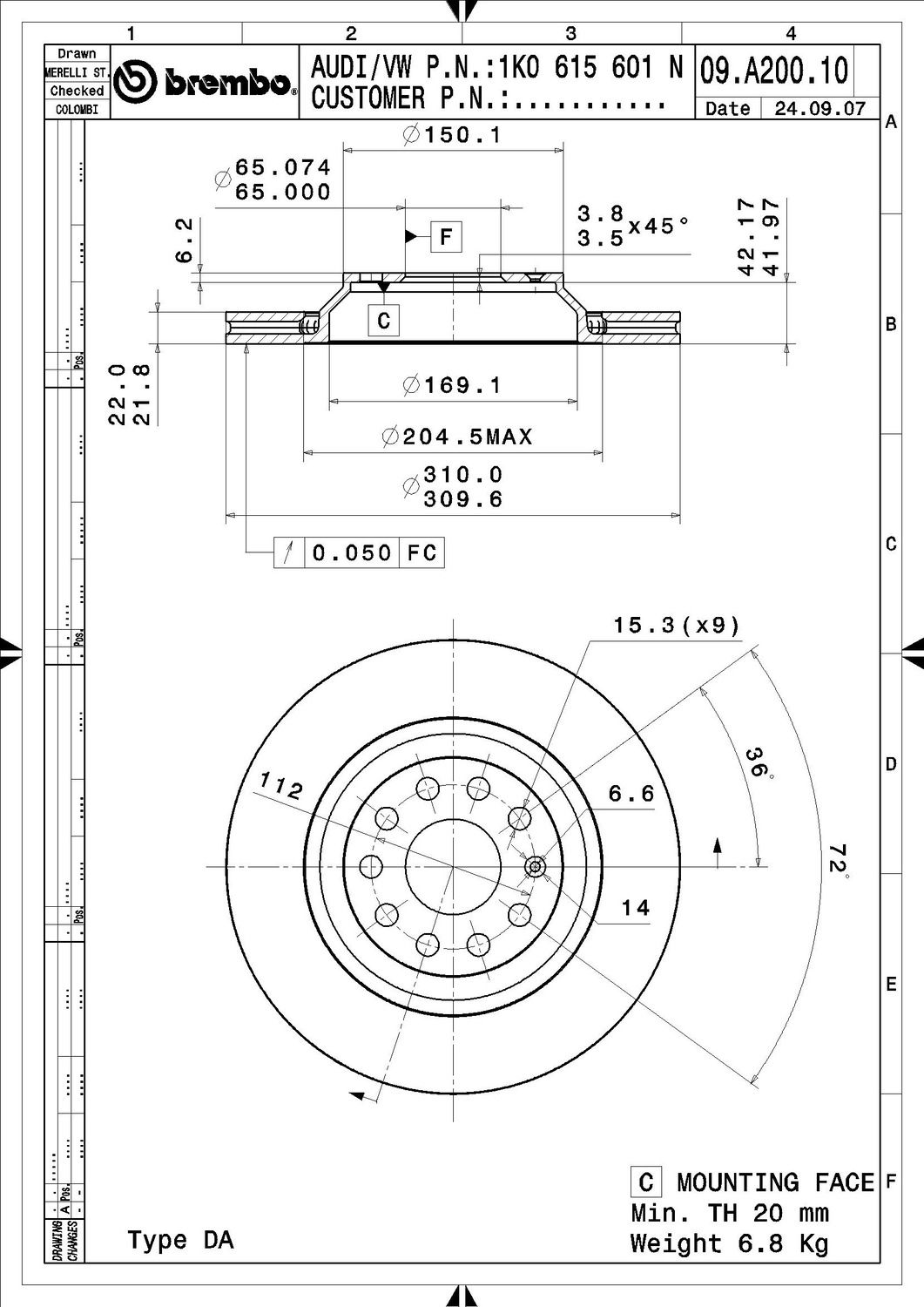 2024, 2023, 2022, 2021, 2020, 2019, 2018, 2017 Audi RS3 Disc Brake Rotor