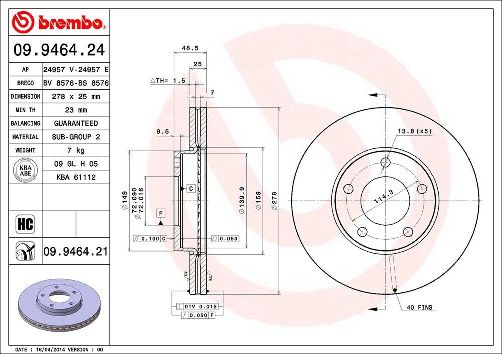 2013, 2012, 2011, 2010, 2009, 2008, 2007, 2006, 2005, 2004 Mazda 3 Disc Brake Rotor