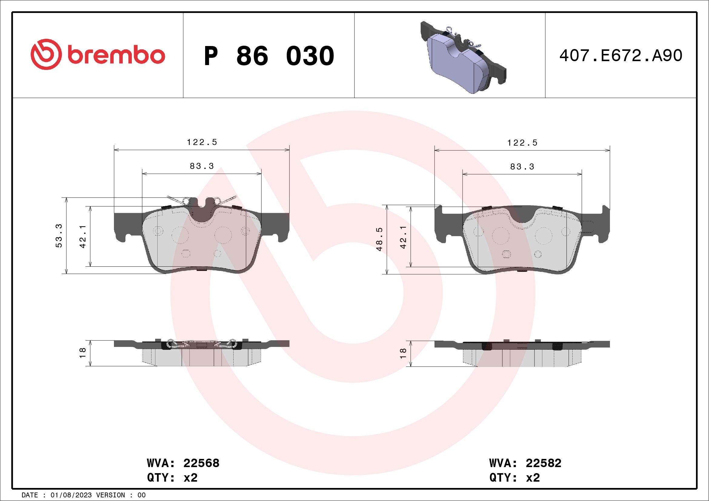 2024, 2023, 2022, 2021, 2020, 2019, 2018, 2017 Volvo S90 Disc Brake Pad Set