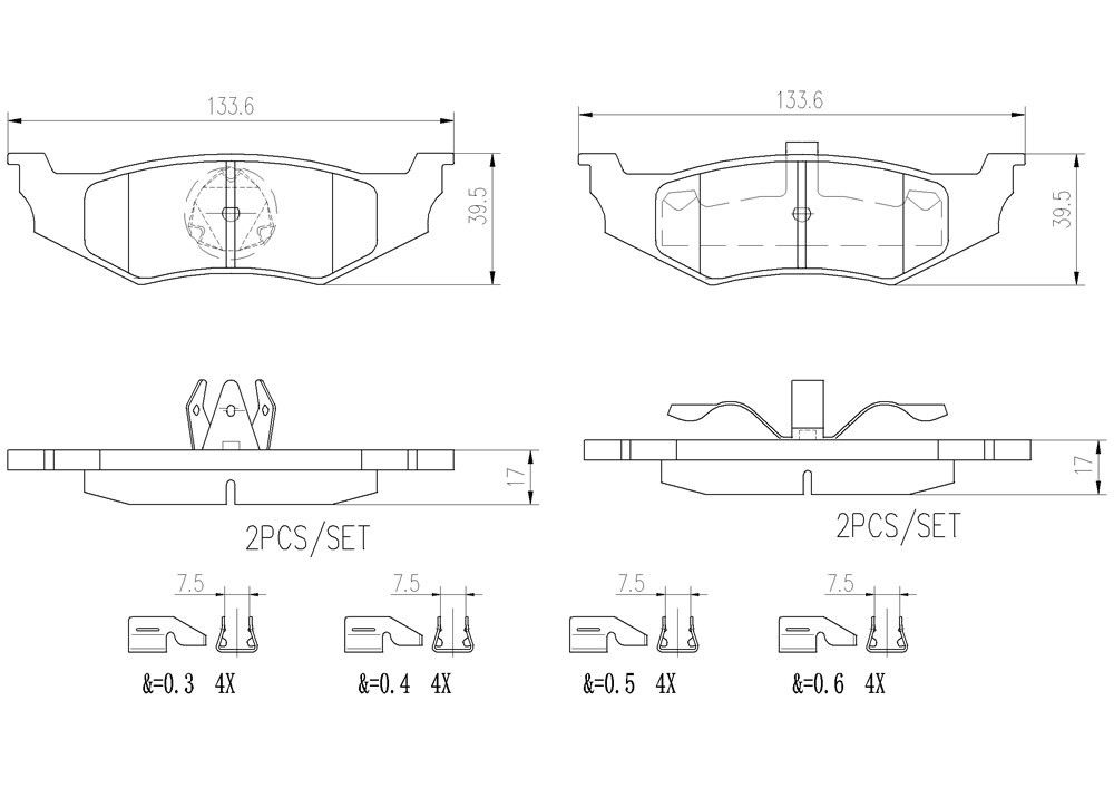 2004, 2003, 2002, 2001, 2000, 1999, 1998, 1997, 1996, 1995 Dodge Intrepid Disc Brake Pad Set
