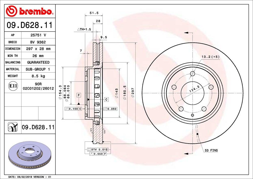 2021, 2020, 2019 Mazda 6 Disc Brake Rotor