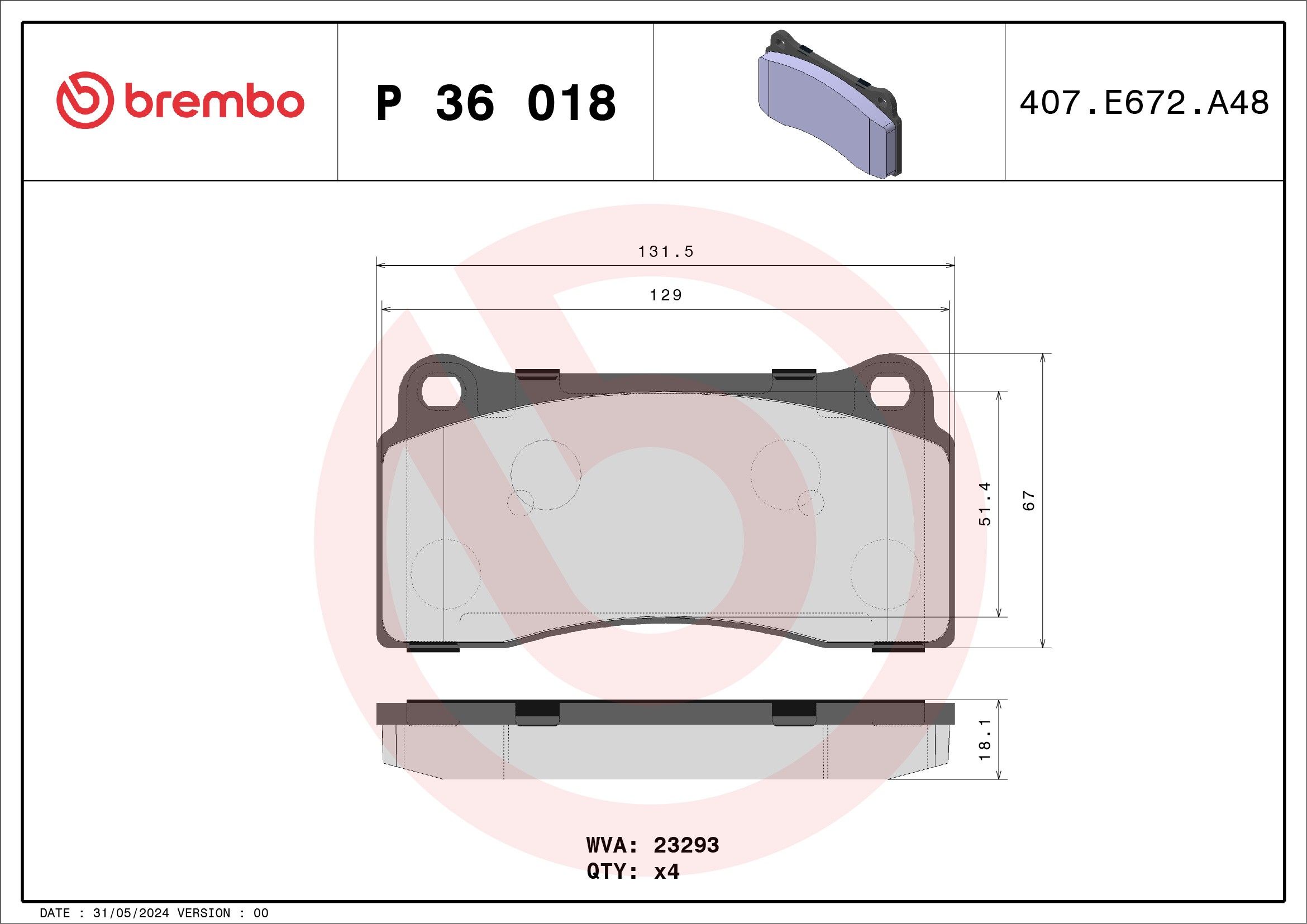 2018, 2017, 2016, 2015, 2014, 2013, 2012, 2011, 2010, 2009 Nissan GT-R Disc Brake Pad Set