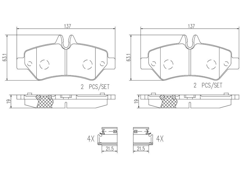 2018, 2017, 2016, 2015, 2014, 2013, 2012, 2011, 2010 Mercedes-Benz Sprinter 2500 2500 Disc Brake Pad Set
