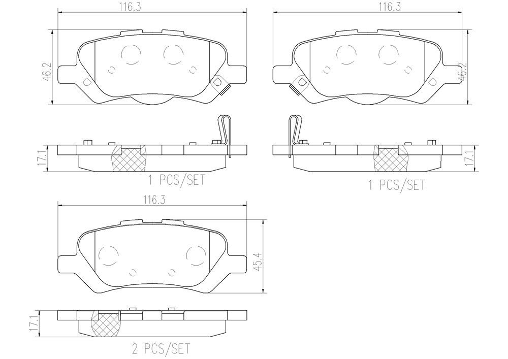 2015, 2014, 2013, 2012, 2011, 2010, 2009 Toyota Venza Disc Brake Pad Set