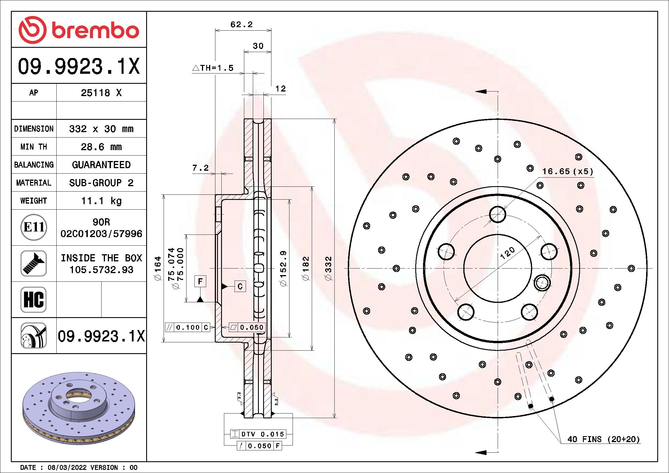 2019, 2018, 2017, 2016, 2015, 2014, 2013, 2012, 2011 BMW X6 Disc Brake Rotor