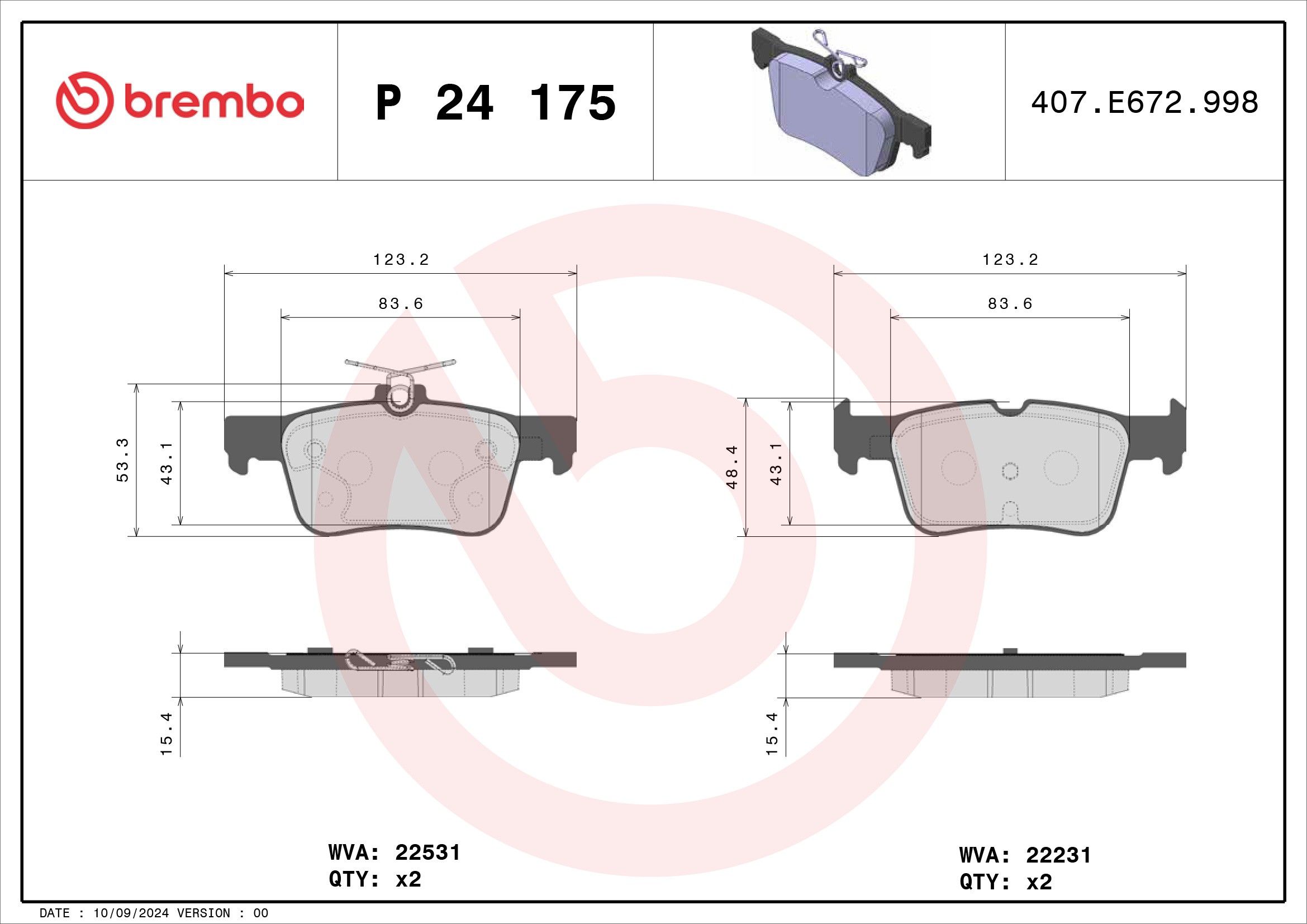 2020, 2019, 2018, 2017, 2016, 2015, 2014, 2013 Ford Fusion Disc Brake Pad Set