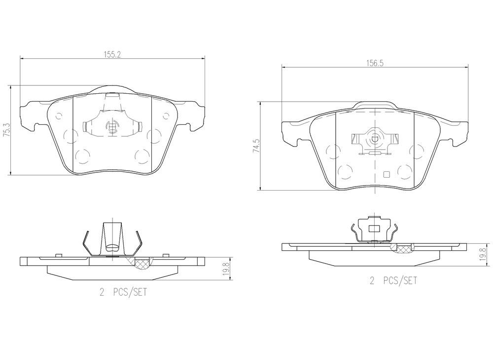 2014, 2013, 2012, 2011, 2010, 2009, 2008, 2007, 2006, 2005, 2004, 2003 Volvo XC90 Disc Brake Pad Set