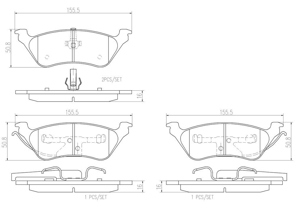 2007, 2006, 2005, 2004, 2003, 2002, 2001 Dodge Caravan & Country Disc Brake Pad Set