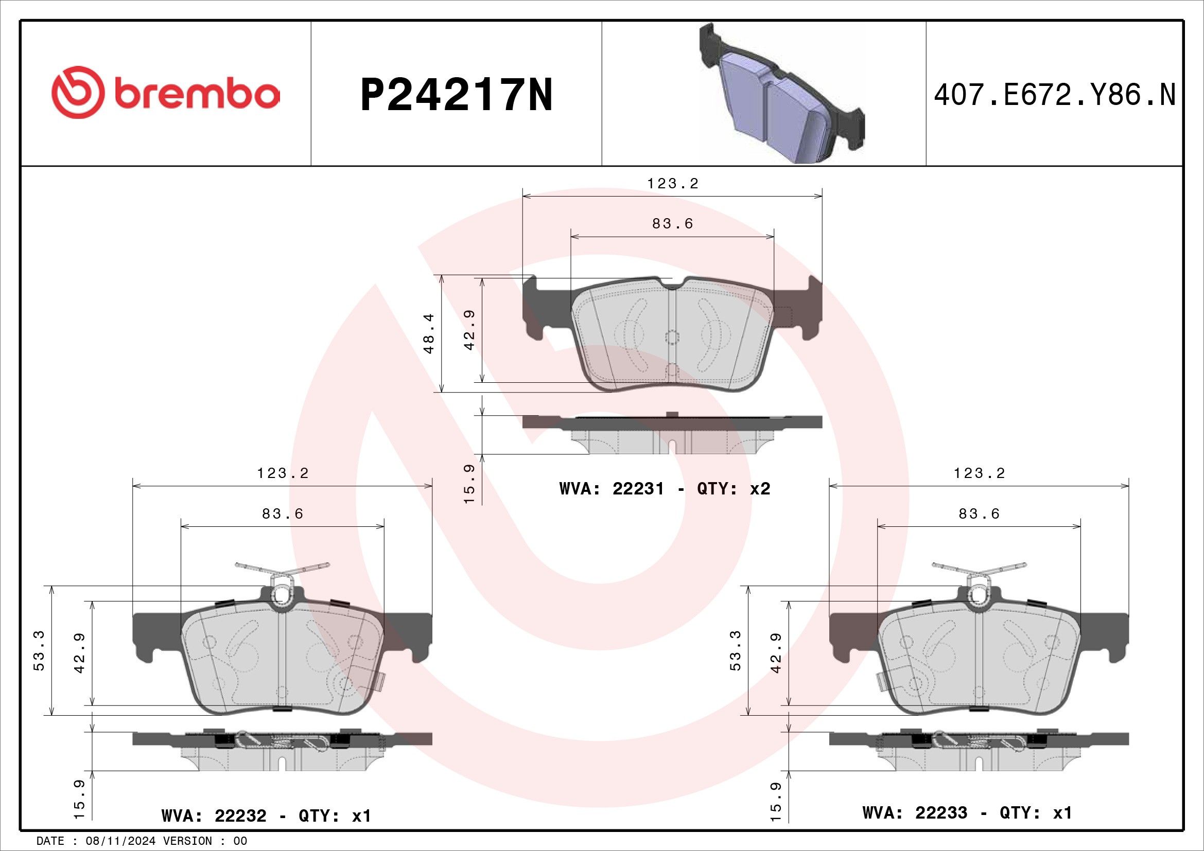 2023, 2022, 2021, 2020 Ford Escape Sport Disc Brake Pad Set