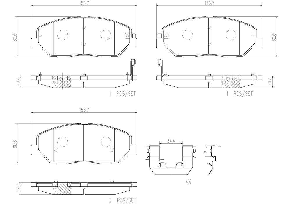 2010, 2009, 2008, 2007 Hyundai Entourage Disc Brake Pad Set