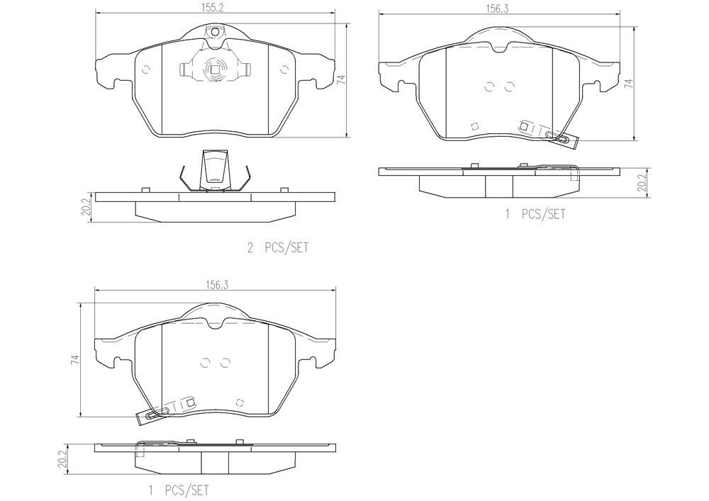 2003, 2002, 2001, 2000 Saab 9-3 Disc Brake Pad Set
