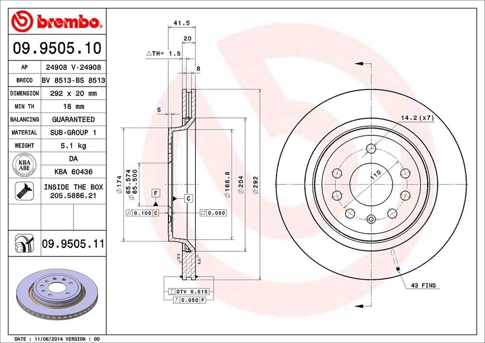 2011, 2010, 2009, 2008, 2007, 2006, 2005, 2004, 2003 Saab 9-3 Disc Brake Rotor