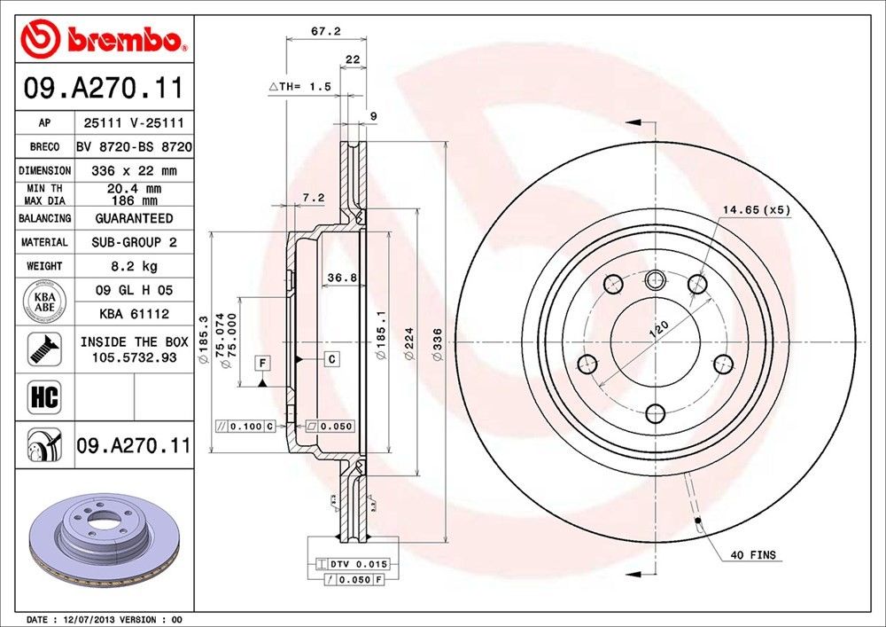 2015, 2014, 2013 BMW X1 Disc Brake Rotor
