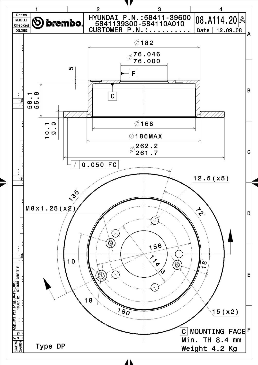 2010, 2009, 2008, 2007, 2006 Kia Optima Disc Brake Rotor