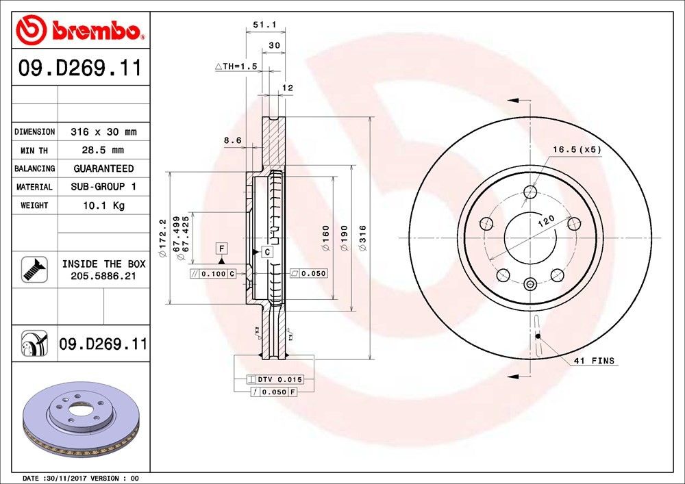 2014, 2013, 2012, 2011, 2010, 2009, 2008 Cadillac CTS Disc Brake Rotor