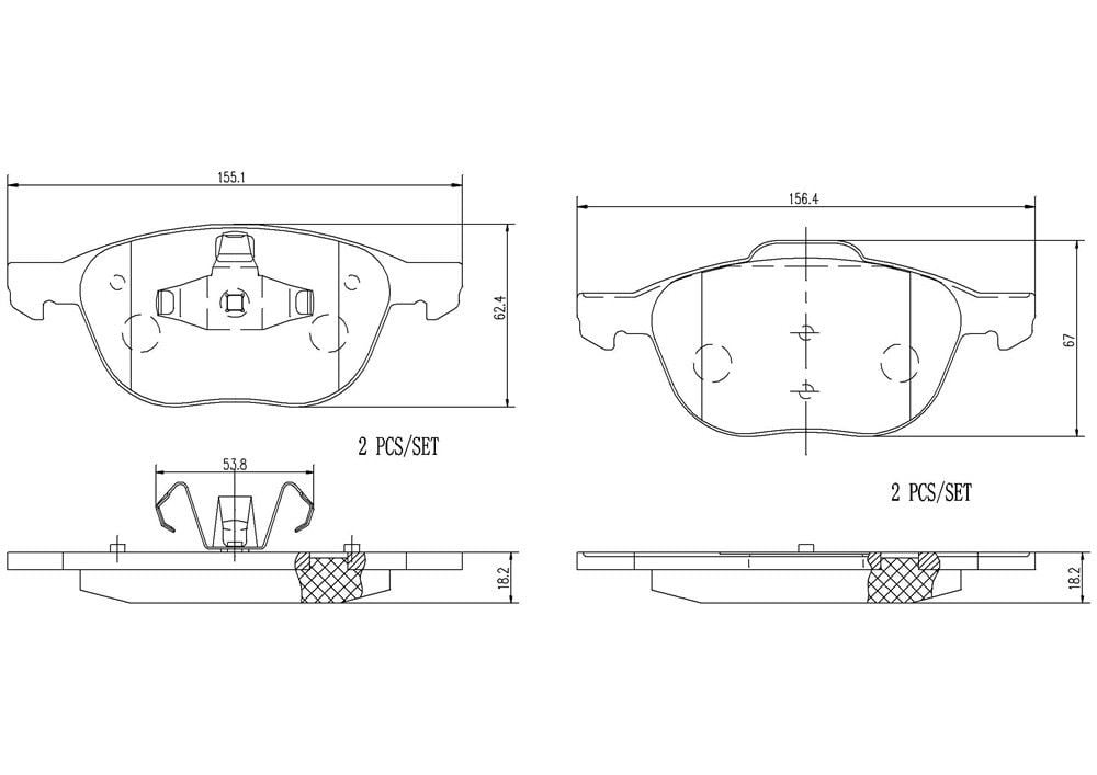 2013, 2012, 2011, 2010, 2009, 2008, 2007, 2006, 2005, 2004 Mazda 3 Disc Brake Pad Set
