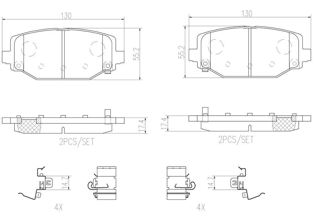 2020, 2019, 2018, 2017, 2016, 2015, 2014, 2013, 2012 Dodge Journey Caravan Disc Brake Pad Set