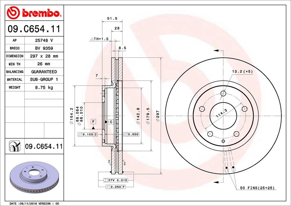 2019, 2018, 2017, 2016, 2015, 2014 Mazda 6 Disc Brake Rotor