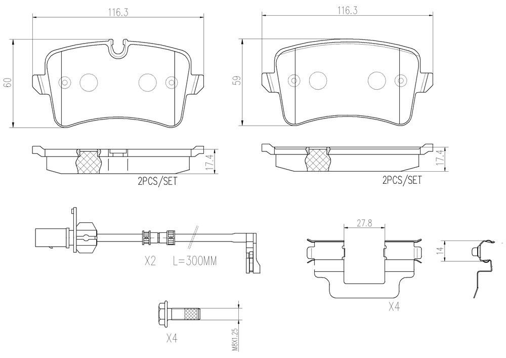 2018, 2017, 2016, 2015, 2014, 2013 Audi S8 Quattro Disc Brake Pad Set