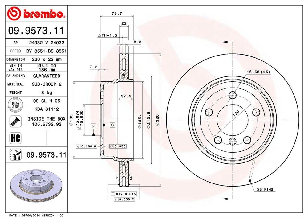 2010, 2009, 2008, 2007, 2006, 2005, 2004 BMW X3 Disc Brake Rotor