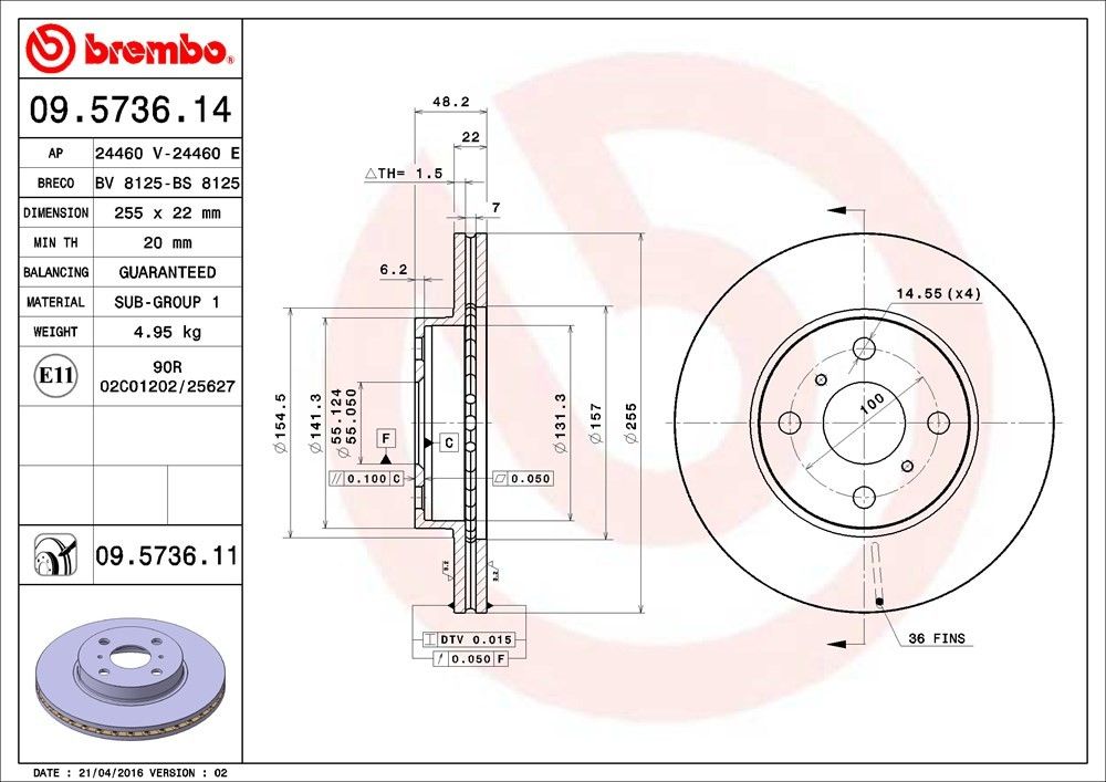 1997, 1996, 1995, 1994, 1993 Geo Prizm Disc Brake Rotor