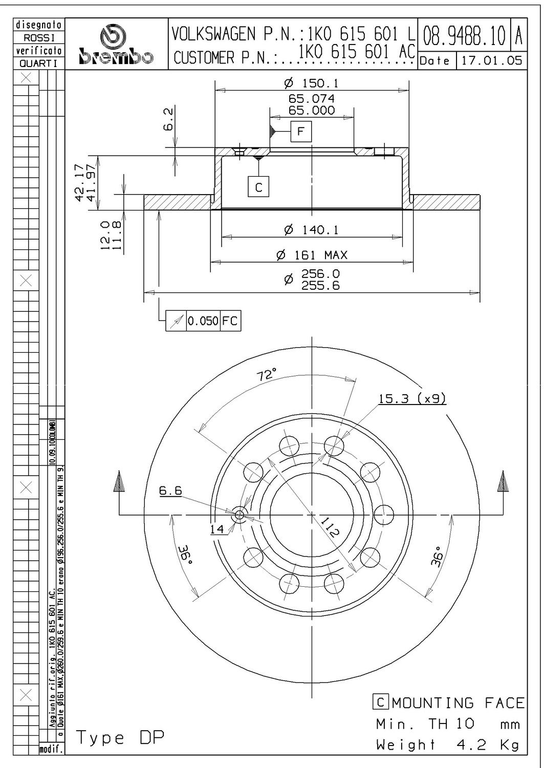 2013, 2012, 2011, 2010, 2009, 2008 Audi A3 Disc Brake Rotor