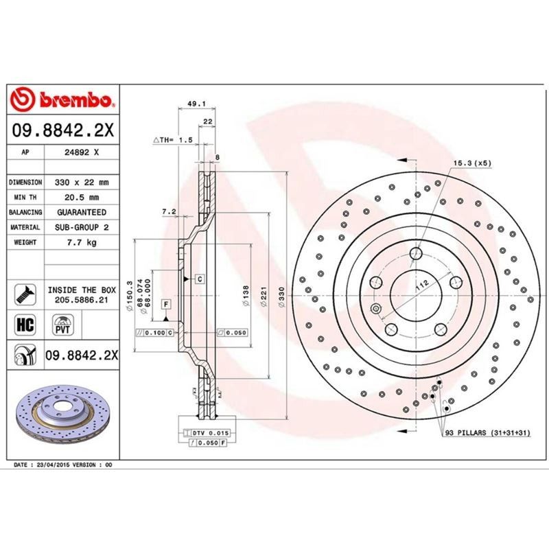 2011, 2010, 2009, 2008, 2007 Audi S6 Disc Brake Rotor