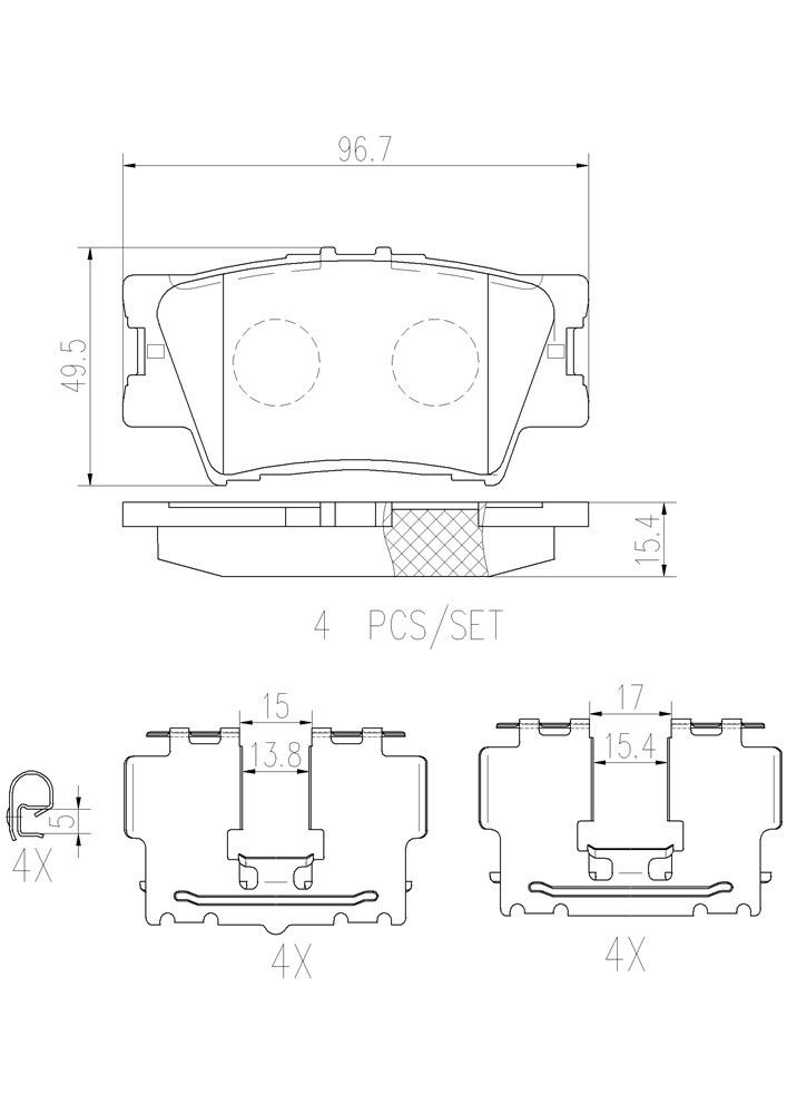 2018, 2017, 2016, 2015, 2014, 2013, 2012, 2011, 2010, 2009, 2008, 2007 Lexus ES350 Disc Brake Pad Set
