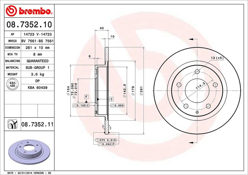 1997, 1996, 1995, 1994, 1993 Ford Probe Disc Brake Rotor