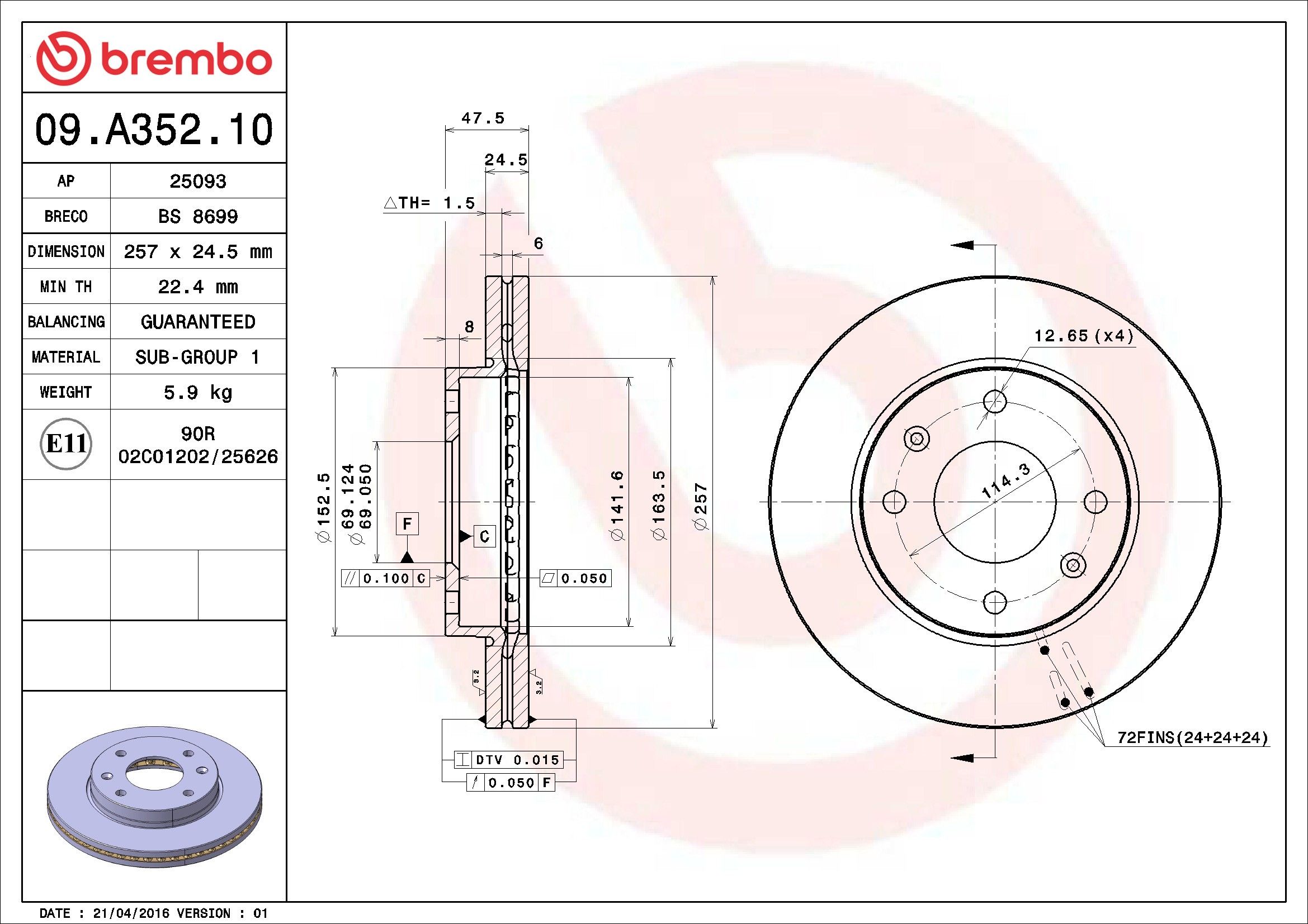 2001 Kia Optima Disc Brake Rotor