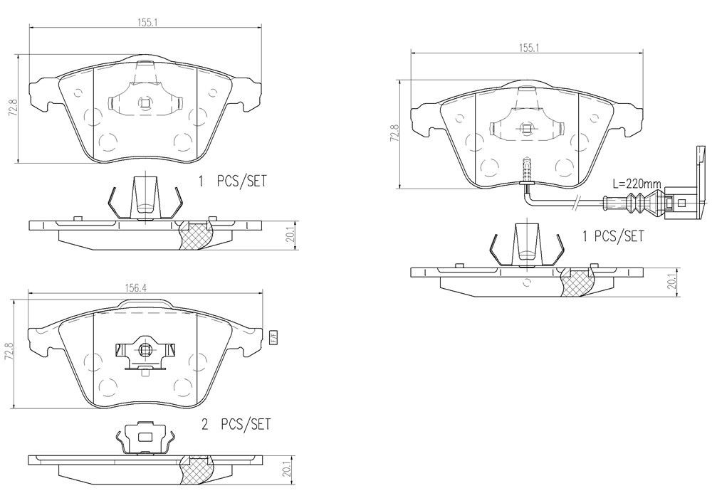 2009, 2008, 2007, 2006 Volkswagen Rabbit Disc Brake Pad Set