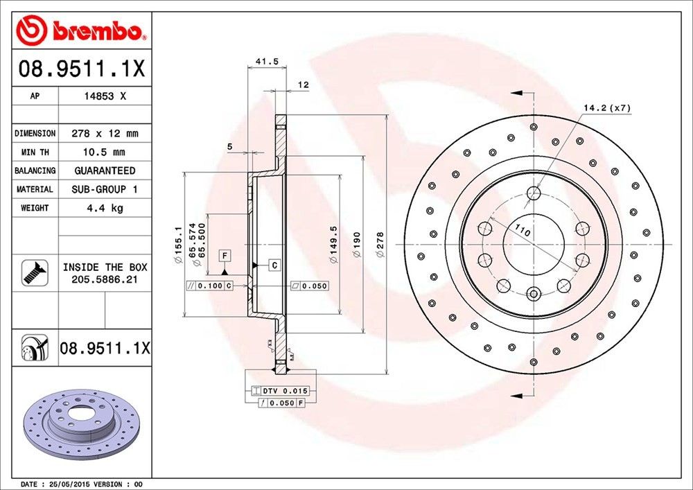 2011, 2010, 2009, 2008, 2007, 2006, 2005, 2004, 2003 Saab 9-3 Disc Brake Rotor