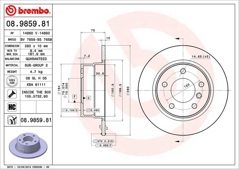 2003-2005 BMW Z4 Disc Brake Rotor Brembo