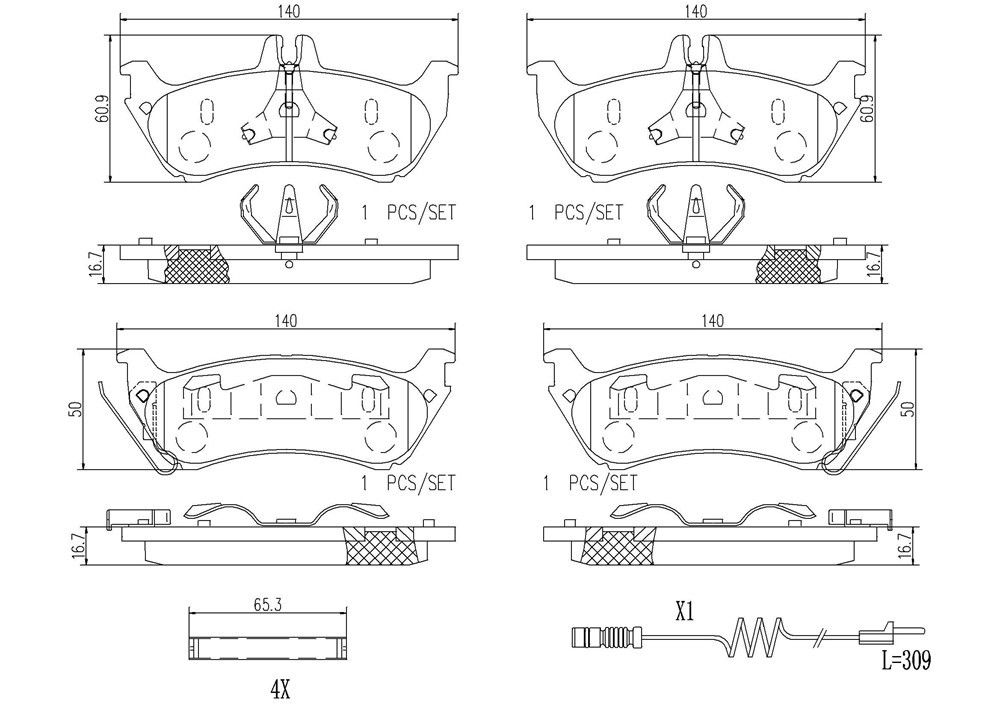 2003, 2002, 2001, 2000, 1999, 1998 Mercedes-Benz ML320 1998-2003 Mercedes-Benz ML320 Disc Brake Pad Set
