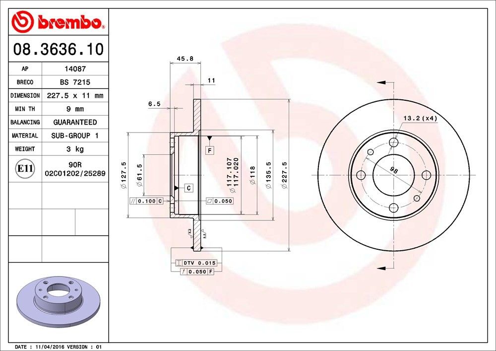 1982, 1981, 1980, 1979 Fiat Strada Disc Brake Rotor