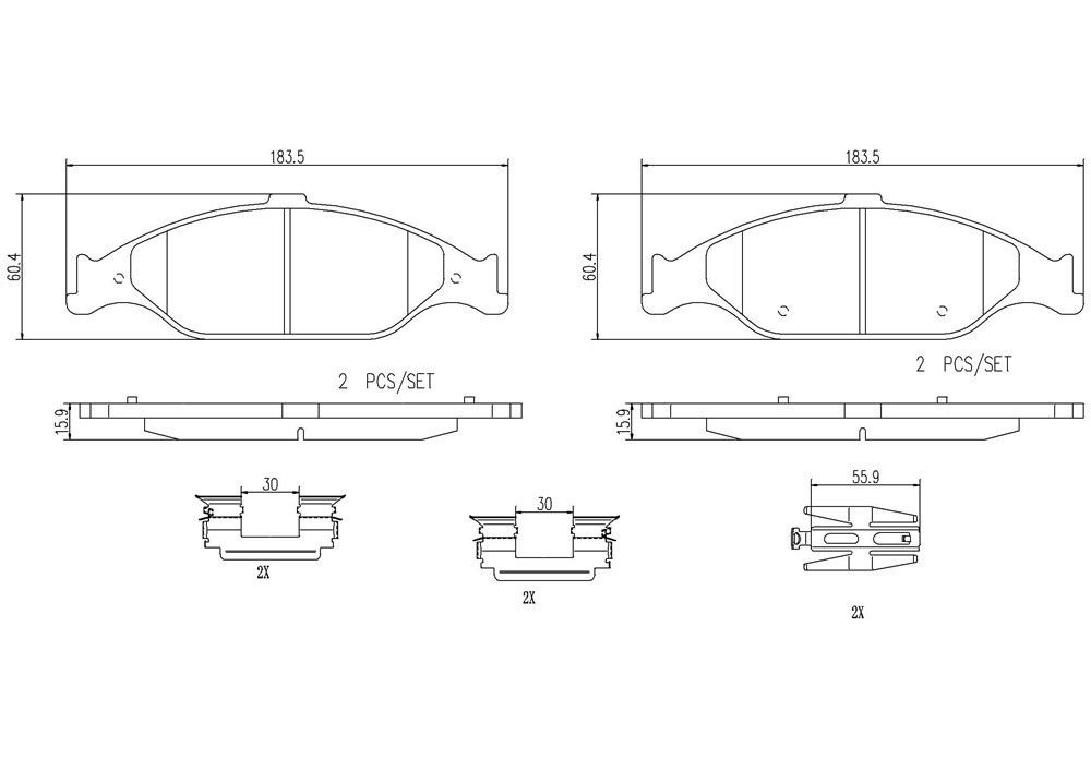 2004, 2003, 2002, 2001, 2000, 1999 Ford Mustang Disc Brake Pad Set