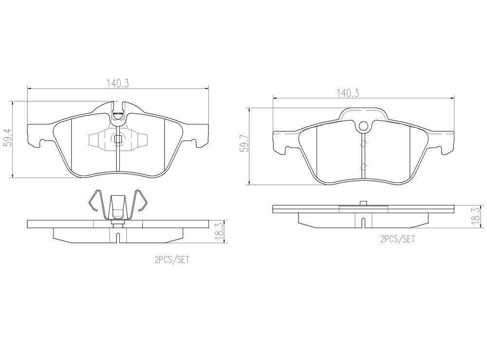 2008, 2007, 2006, 2005, 2004, 2003, 2002 Mini Cooper Disc Brake Pad Set