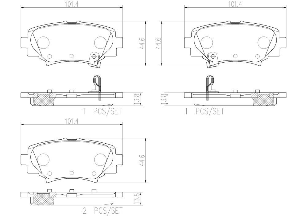2018, 2017, 2016, 2015, 2014 Mazda 3 Disc Brake Pad Set