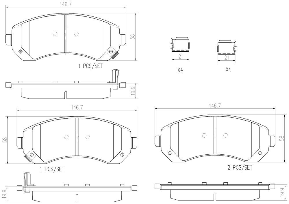 2005, 2004, 2003, 2002, 2001 Pontiac Aztek Disc Brake Pad Set