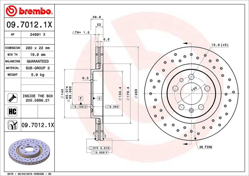 2010, 2009, 2008, 2007, 2006, 2005, 2004, 2003, 2002, 2001, 2000, 1999 Volkswagen Golf Disc Brake Rotor