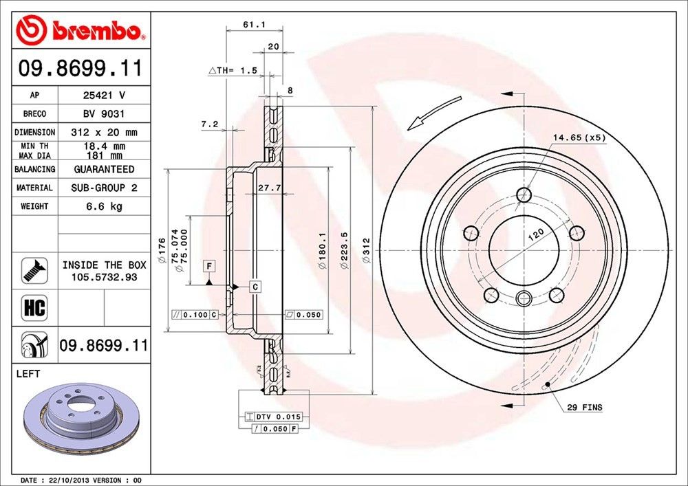 1999, 1998, 1997, 1996, 1995 BMW M3 Disc Brake Rotor
