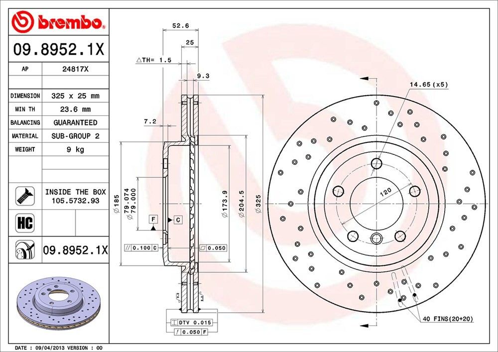 2006-2008 BMW 330Ci Disc Brake Rotor Brembo