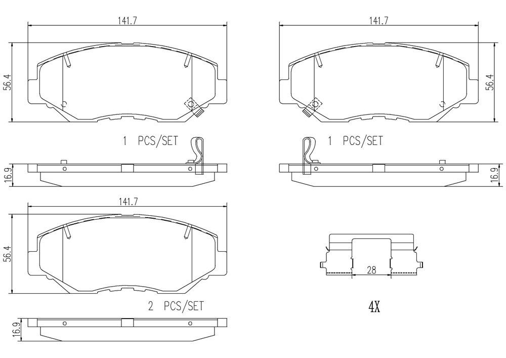 2011, 2010, 2009, 2008, 2007, 2006, 2005, 2004, 2003 Honda Element Disc Brake Pad Set