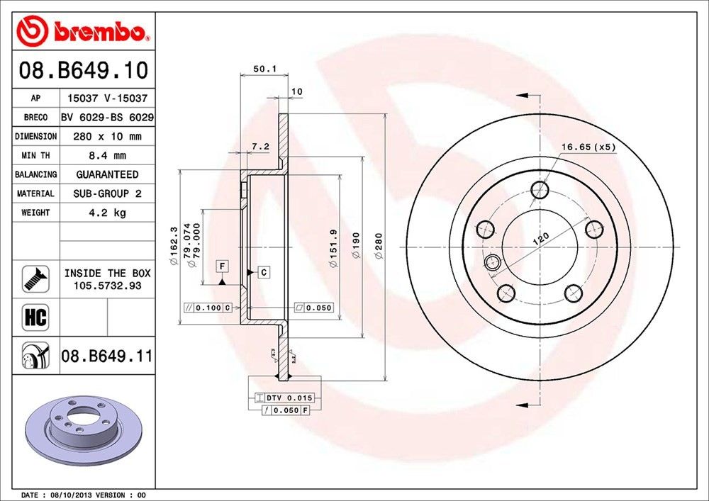 2016, 2015, 2014, 2013 Mini Cooper Paceman Countryman Disc Brake Rotor