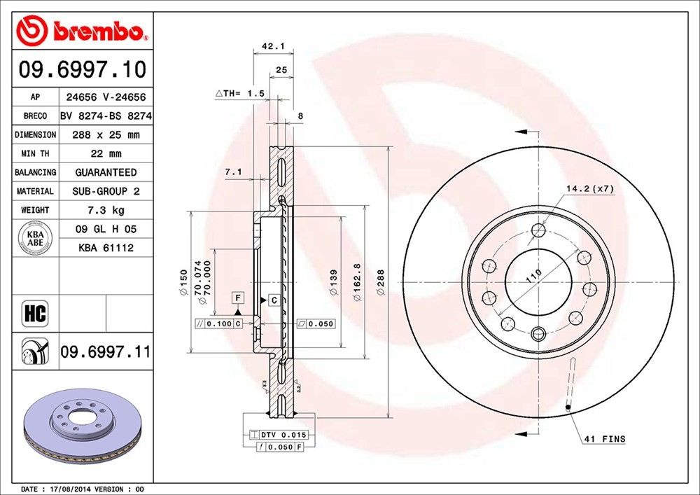 2003, 2002, 2001, 2000, 1999 Saab 9-3 Disc Brake Rotor